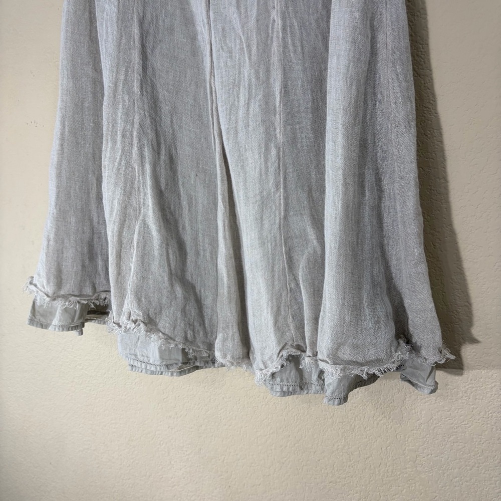 EILEEN FISHER 100% LINEN SEAMED SKIRT IN CLOVE 15” WAIST CASUAL COASTAL MINIMAL - Picture 2 of 9
